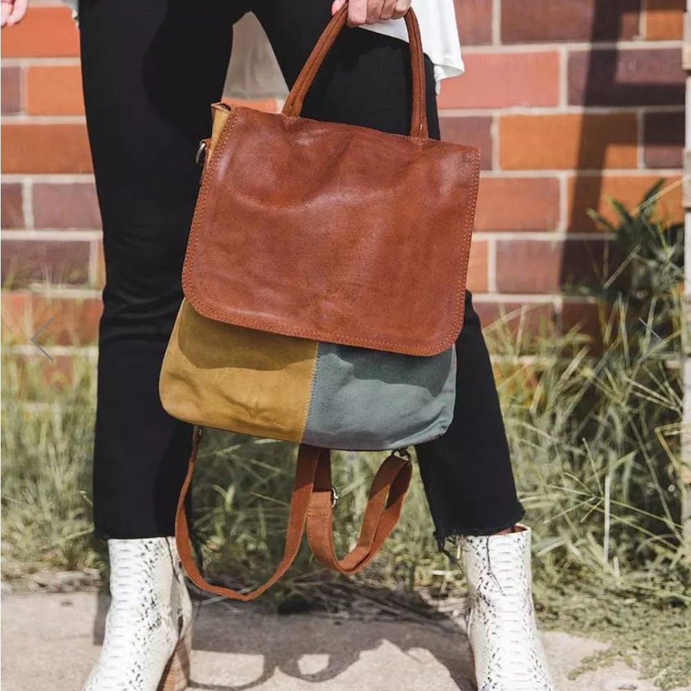 Free People Suede Colorblock Backpack